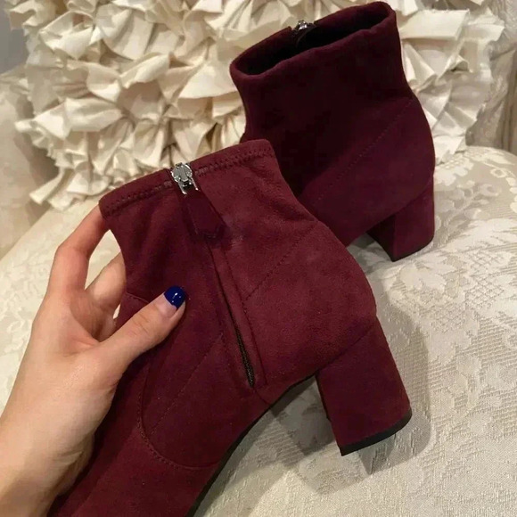 PRADA Milano 1T096L Red Suede Ankle Boots - Picture 2 of 5